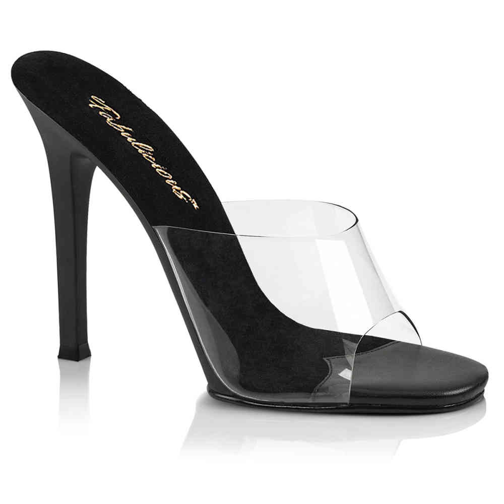 Fabulicious - GALA01 Muiltjes met hak - US 11 - 41 Shoes - Zwart/Transparant
